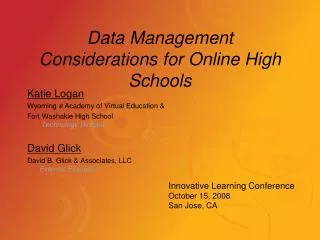 Data Management Considerations for Online High Schools