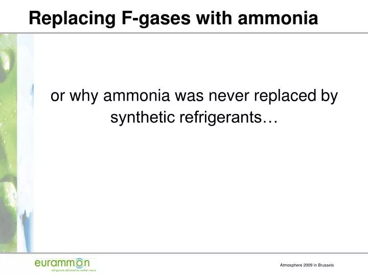 replacing f gases with ammonia