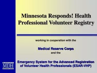 Minnesota Responds! Health Professional Volunteer Registry