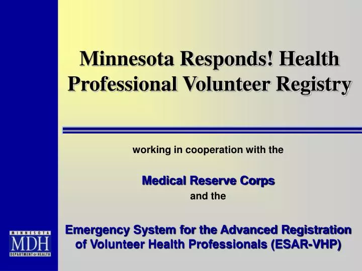 minnesota responds health professional volunteer registry