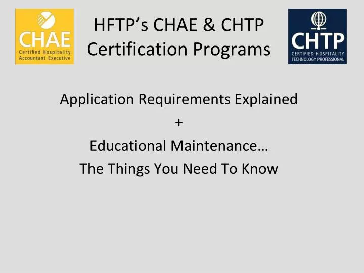 hftp s chae chtp certification programs