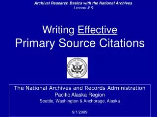 Writing Effective Primary Source Citations