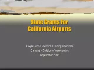 State Grants For California Airports