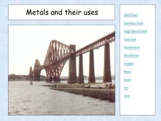 Metals and their uses