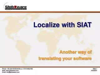 Localize with SIAT Another way of translating your software