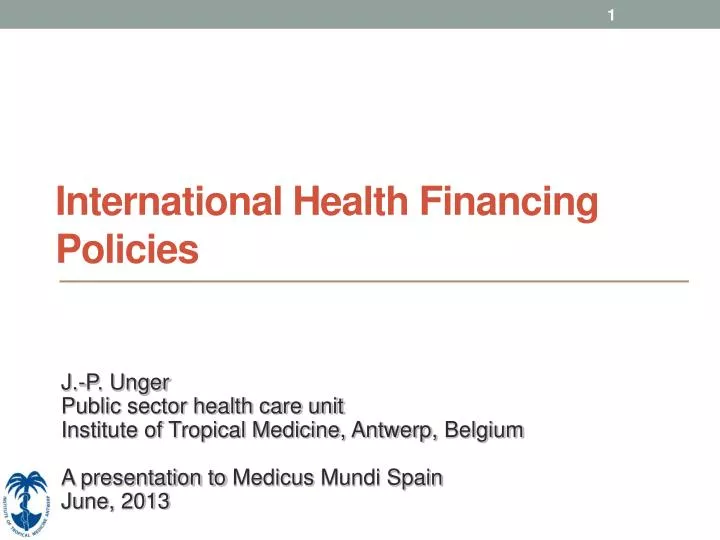 international health financing policies