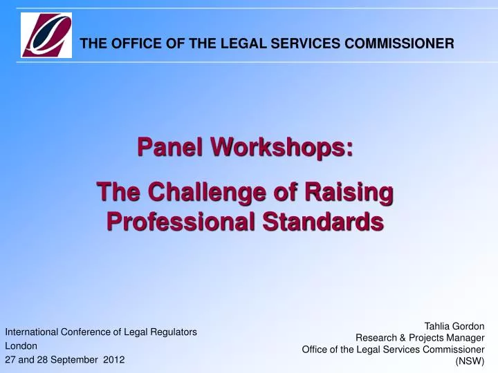 international conference of legal regulators london 27 and 28 september 2012