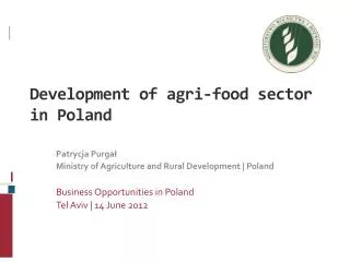 Development of agri-food sector in Poland