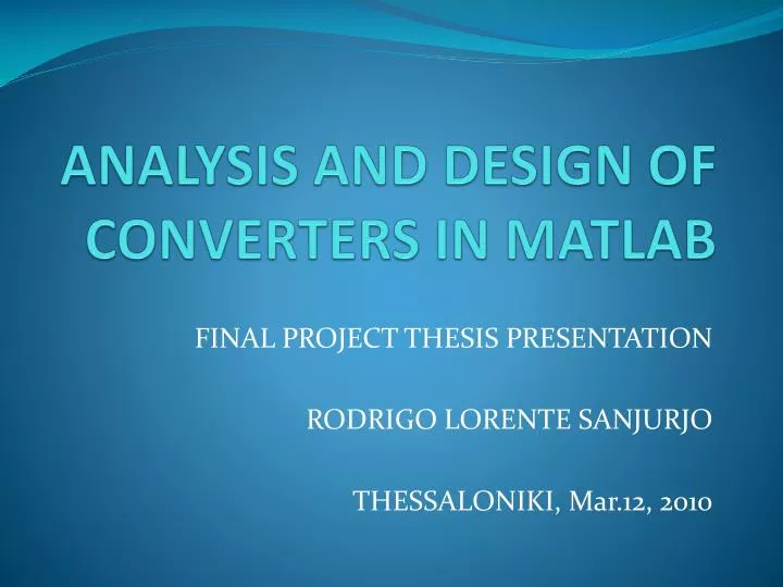 analysis and design of converters in matlab