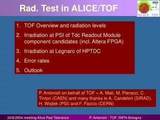 Rad. Test in ALICE/TOF