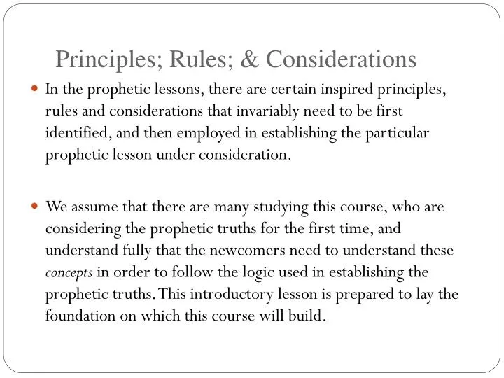 principles rules considerations