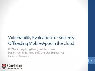 Vulnerability Evaluation for Securely Offloading Mobile Apps in the Cloud