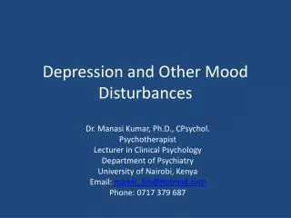 Depression and Other Mood Disturbances
