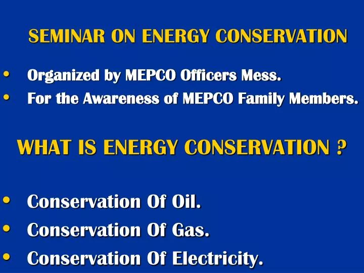 seminar on energy conservation