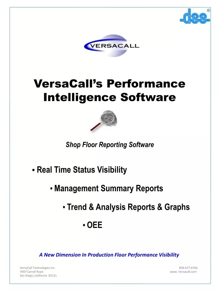 versacall s performance intelligence software shop floor reporting software