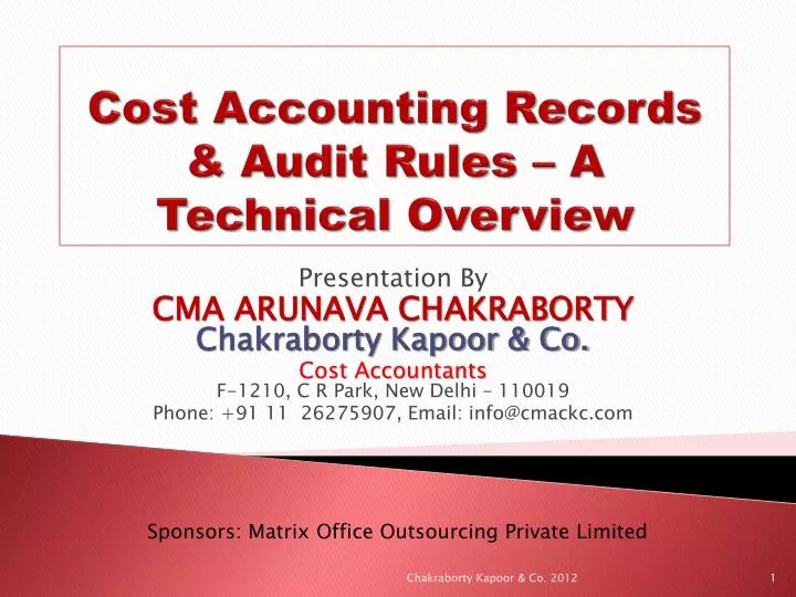 cost accounting records audit rules a technical overview