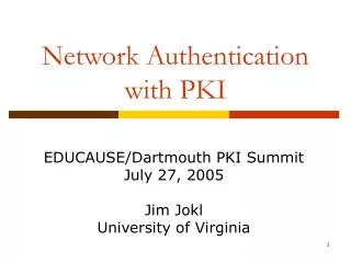 Network Authentication with PKI