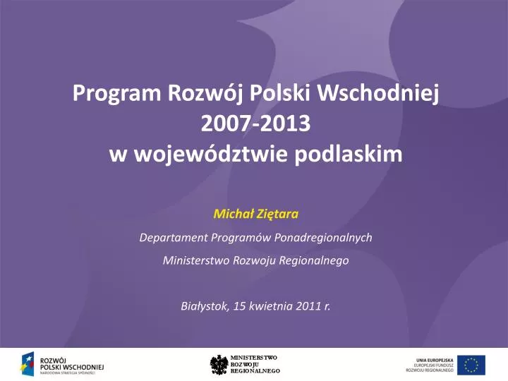 program rozw j polski wschodniej 2007 2013 w wojew dztwie podlaskim