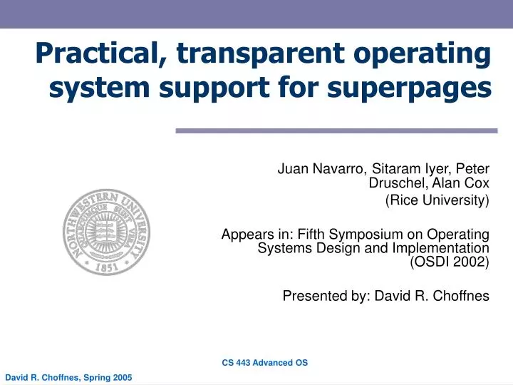 practical transparent operating system support for superpages
