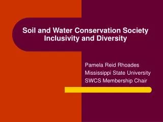 Soil and Water Conservation Society Inclusivity and Diversity