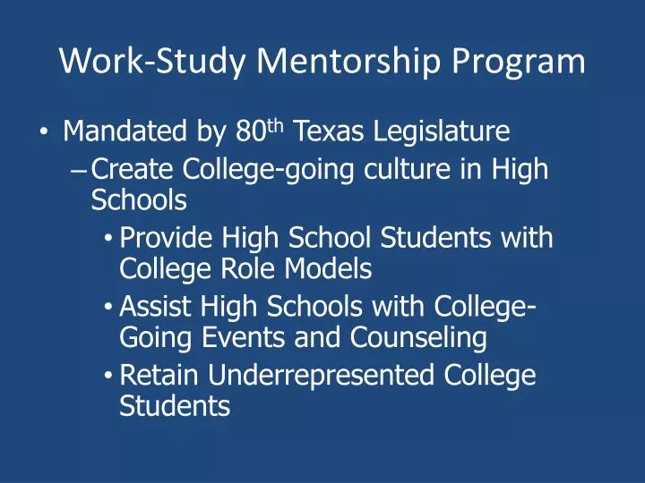 work study mentorship program