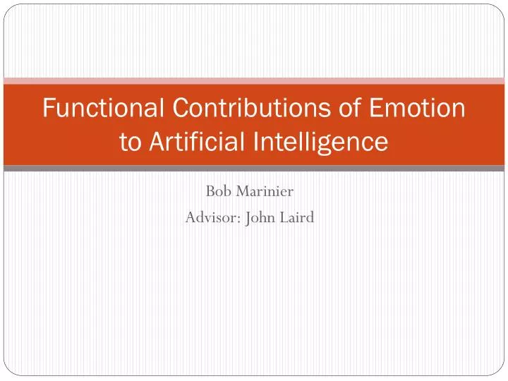 functional contributions of emotion to artificial intelligence