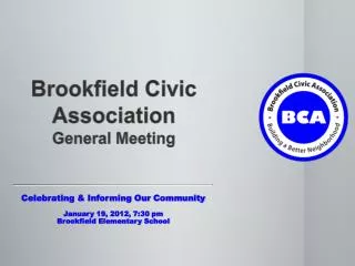 Brookfield Civic Association General Meeting