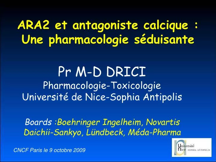 ara2 et antagoniste calcique une pharmacologie s duisante