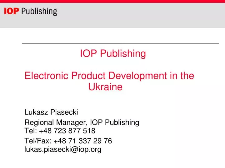 iop publishing electronic product development in the ukraine