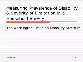 Measuring Prevalence of Disability &amp; Severity of Limitation in a Household Survey