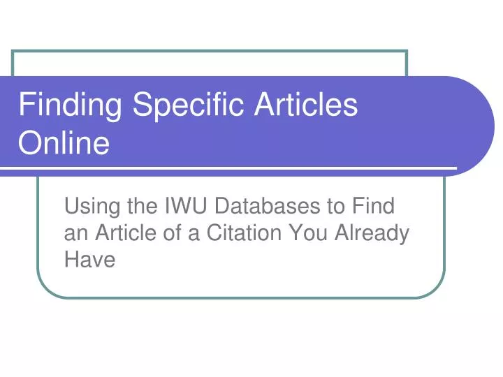 finding specific articles online