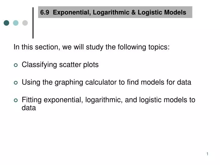 6 9 exponential logarithmic logistic models
