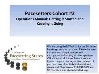pacesetters cohort 2 operations manual getting it started and keeping it going