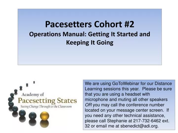 pacesetters cohort 2 operations manual getting it started and keeping it going