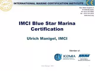 IMCI Blue Star Marina Certification Ulrich Manigel, IMCI