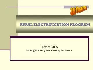 RURAL ELECTRIFICATION PROGRAM