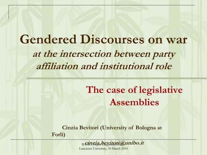 gendered discourses on war at the intersection between party affiliation and institutional role