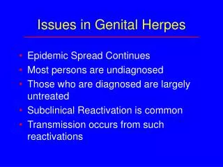 Issues in Genital Herpes