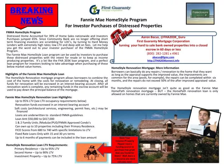 fannie mae homestyle program for investor purchases of distressed properties