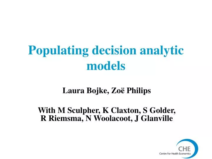 populating decision analytic models