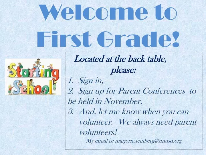 welcome to first grade