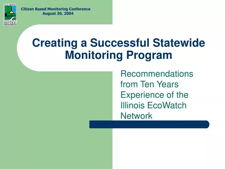 creating a successful statewide monitoring program