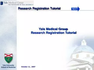 Yale Medical Group Research Registration Tutorial
