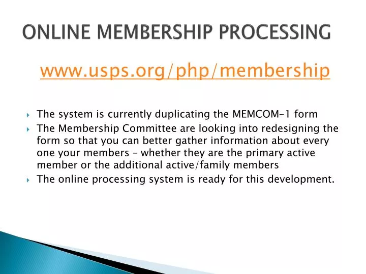 online membership processing