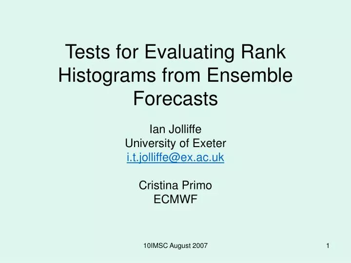 tests for evaluating rank histograms from ensemble forecasts