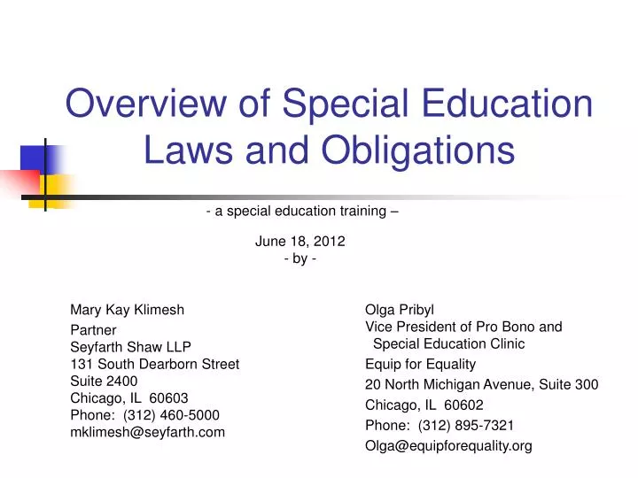 overview of special education laws and obligations