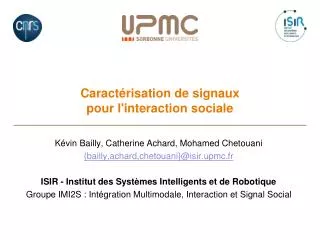 caract risation de signaux pour l interaction sociale