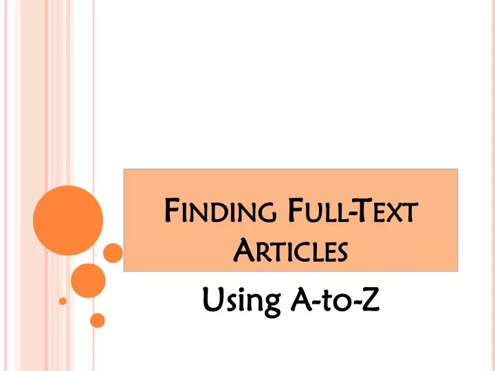 finding full text articles