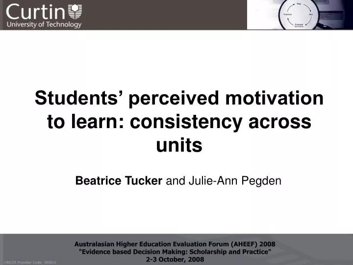 students perceived motivation to learn consistency across units