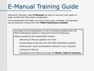 E-Manual Training Guide